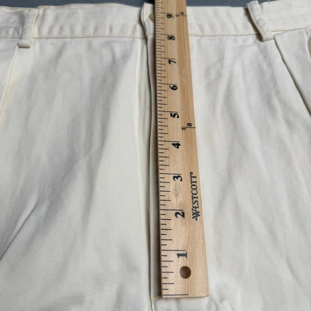 Vintage Polo Ralph Lauren Pleated Chino Shorts Mens 40 Cream Made in USA Crest